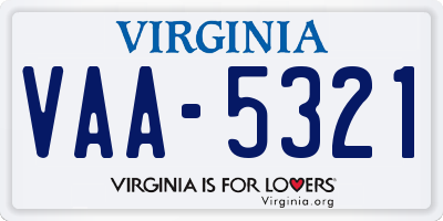 VA license plate VAA5321