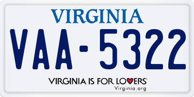 VA license plate VAA5322
