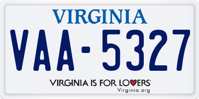 VA license plate VAA5327
