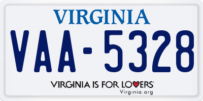 VA license plate VAA5328