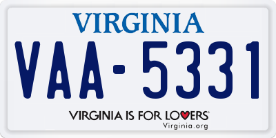 VA license plate VAA5331