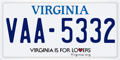 VA license plate VAA5332