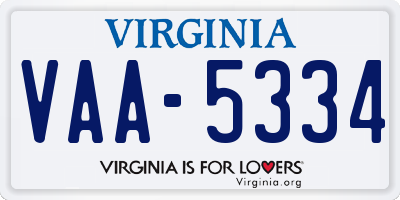 VA license plate VAA5334