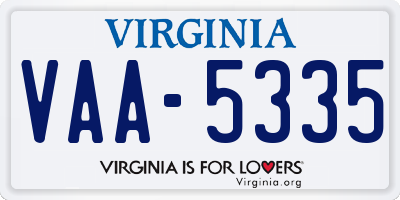 VA license plate VAA5335