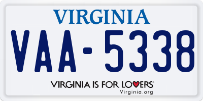 VA license plate VAA5338