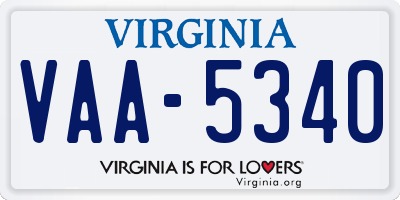 VA license plate VAA5340