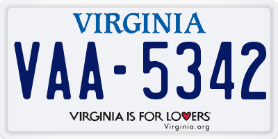 VA license plate VAA5342