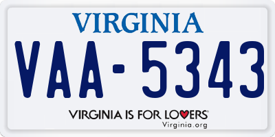 VA license plate VAA5343