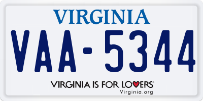 VA license plate VAA5344