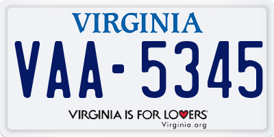 VA license plate VAA5345