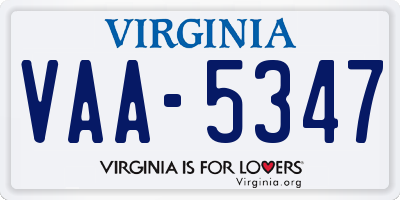 VA license plate VAA5347