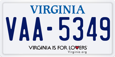 VA license plate VAA5349