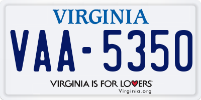 VA license plate VAA5350