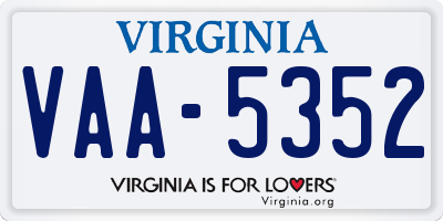 VA license plate VAA5352