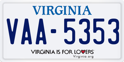 VA license plate VAA5353