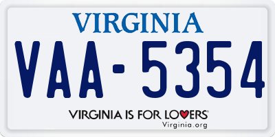VA license plate VAA5354