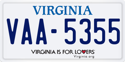 VA license plate VAA5355