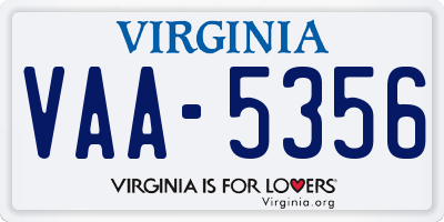 VA license plate VAA5356