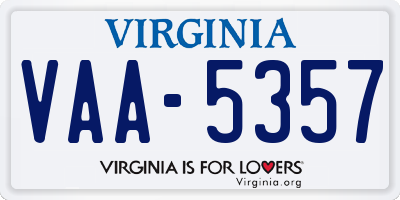 VA license plate VAA5357