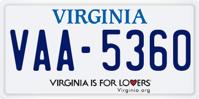 VA license plate VAA5360