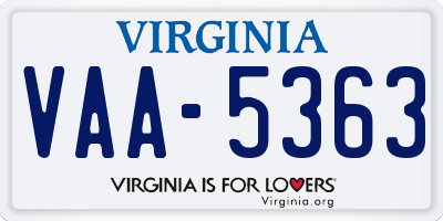 VA license plate VAA5363