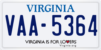 VA license plate VAA5364