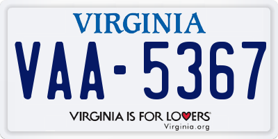 VA license plate VAA5367