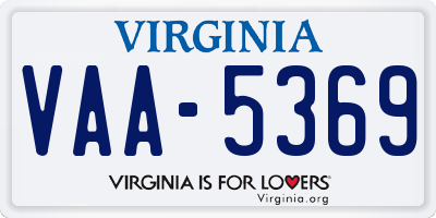 VA license plate VAA5369