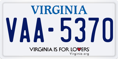 VA license plate VAA5370