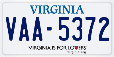 VA license plate VAA5372