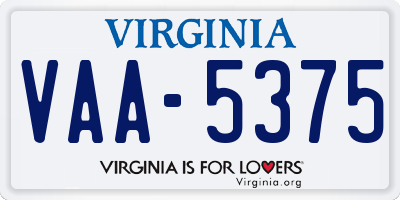 VA license plate VAA5375