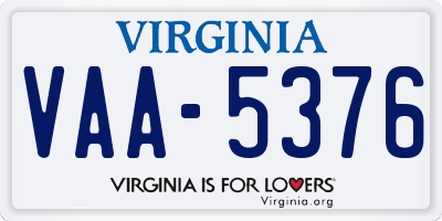 VA license plate VAA5376