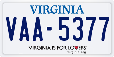 VA license plate VAA5377