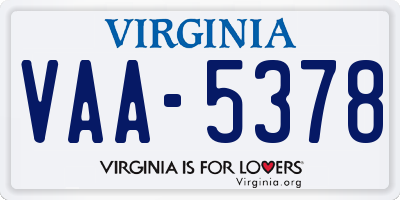 VA license plate VAA5378