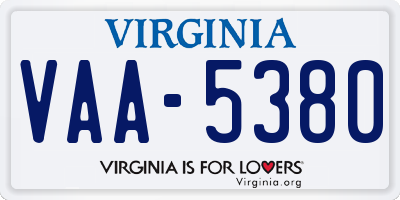VA license plate VAA5380