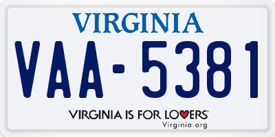 VA license plate VAA5381