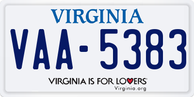 VA license plate VAA5383