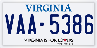 VA license plate VAA5386