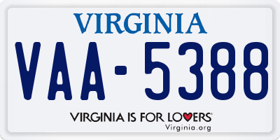 VA license plate VAA5388