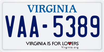 VA license plate VAA5389