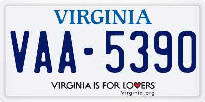 VA license plate VAA5390