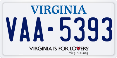 VA license plate VAA5393