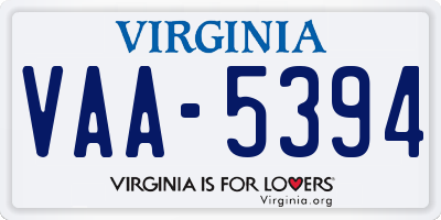 VA license plate VAA5394