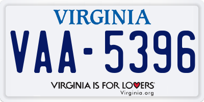 VA license plate VAA5396