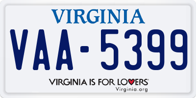 VA license plate VAA5399