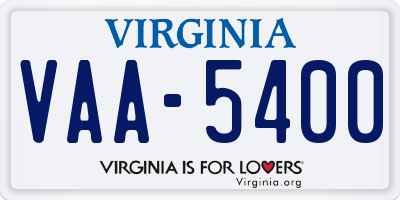 VA license plate VAA5400