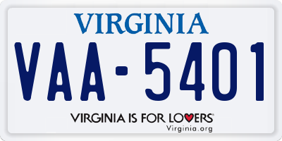 VA license plate VAA5401