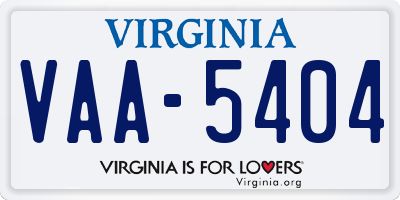 VA license plate VAA5404