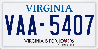 VA license plate VAA5407