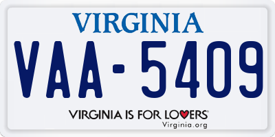 VA license plate VAA5409